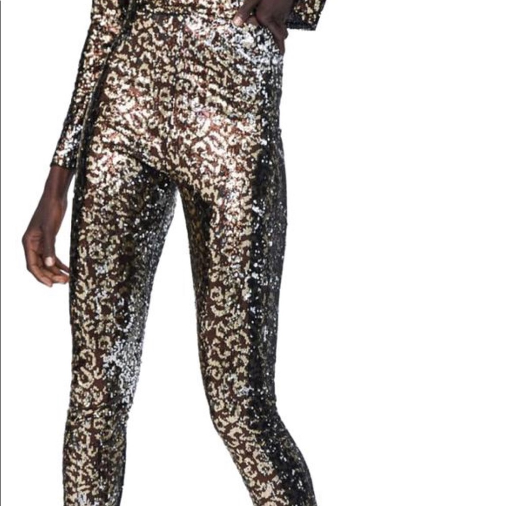 Zara sequin animal print leggings size S